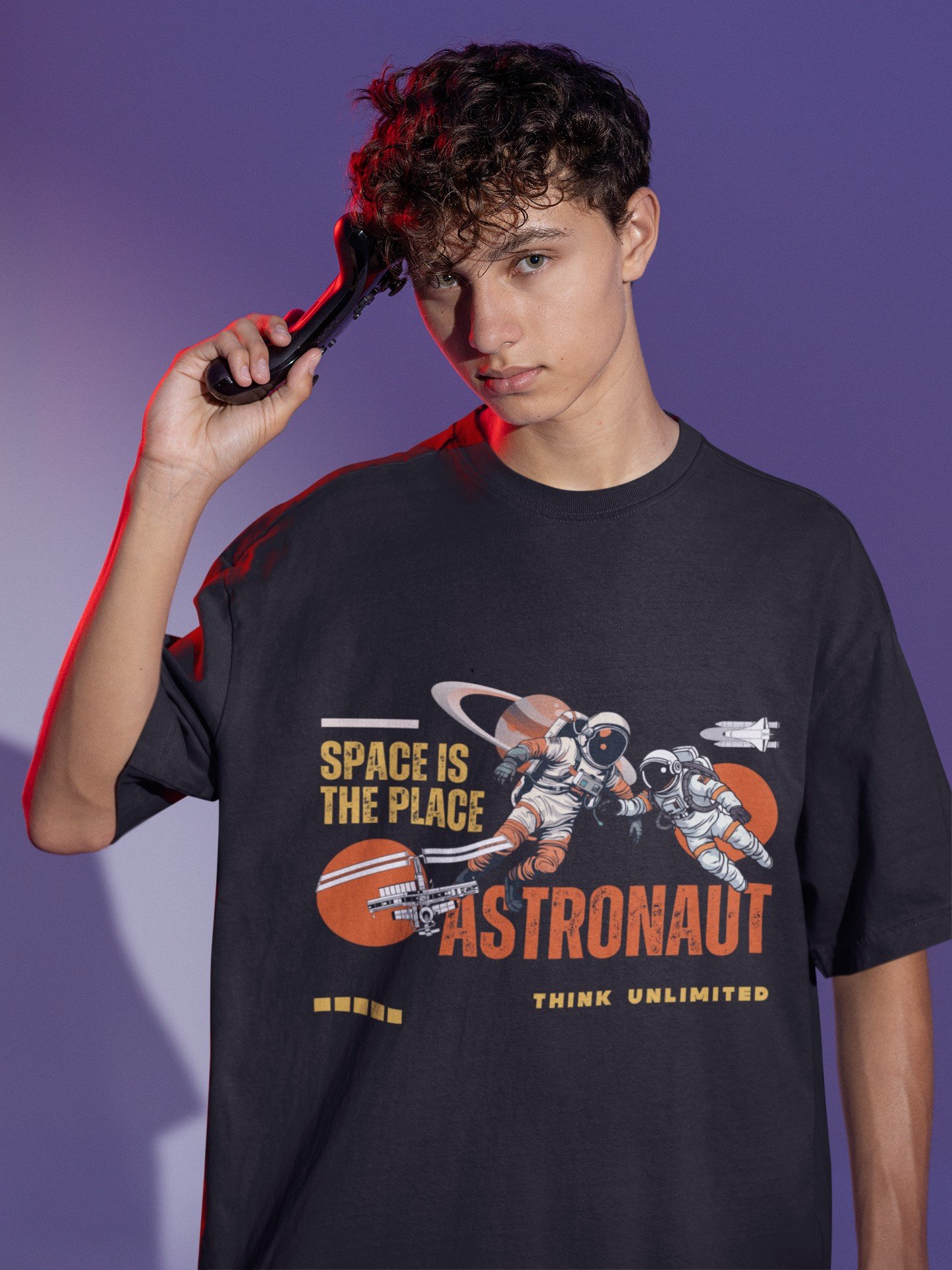 Astronaut - Swag, Retro Drop Shoulder Tee - Image 2