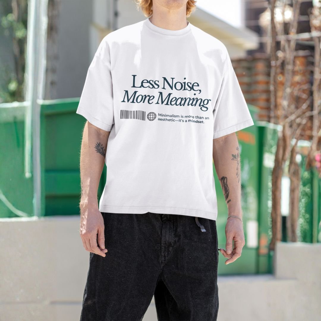 Less Noise More Meaning - Swag Drop Shoulder Tee - Image 2