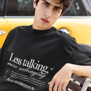Alternative view of Less Talking More Recharging - Swag Drop Shoulder Tee
