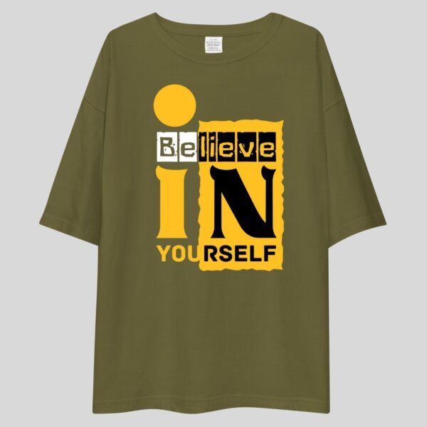Believe In Your Self - Motivational Drop shoulder Tee - Image 2