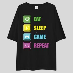 Eat Sleep Game Repeat - Gaming Drop Shoulder Tee