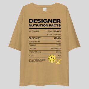 Alternative view of Designer Nutrition Facts - Funny, Swag, Artistic Drop Shoulder Tee
