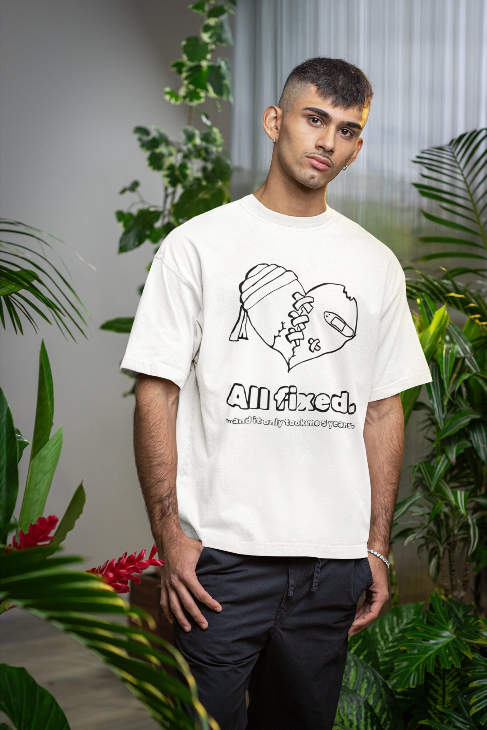 All Fixed - Funny, Cute Drop Shoulder Tee