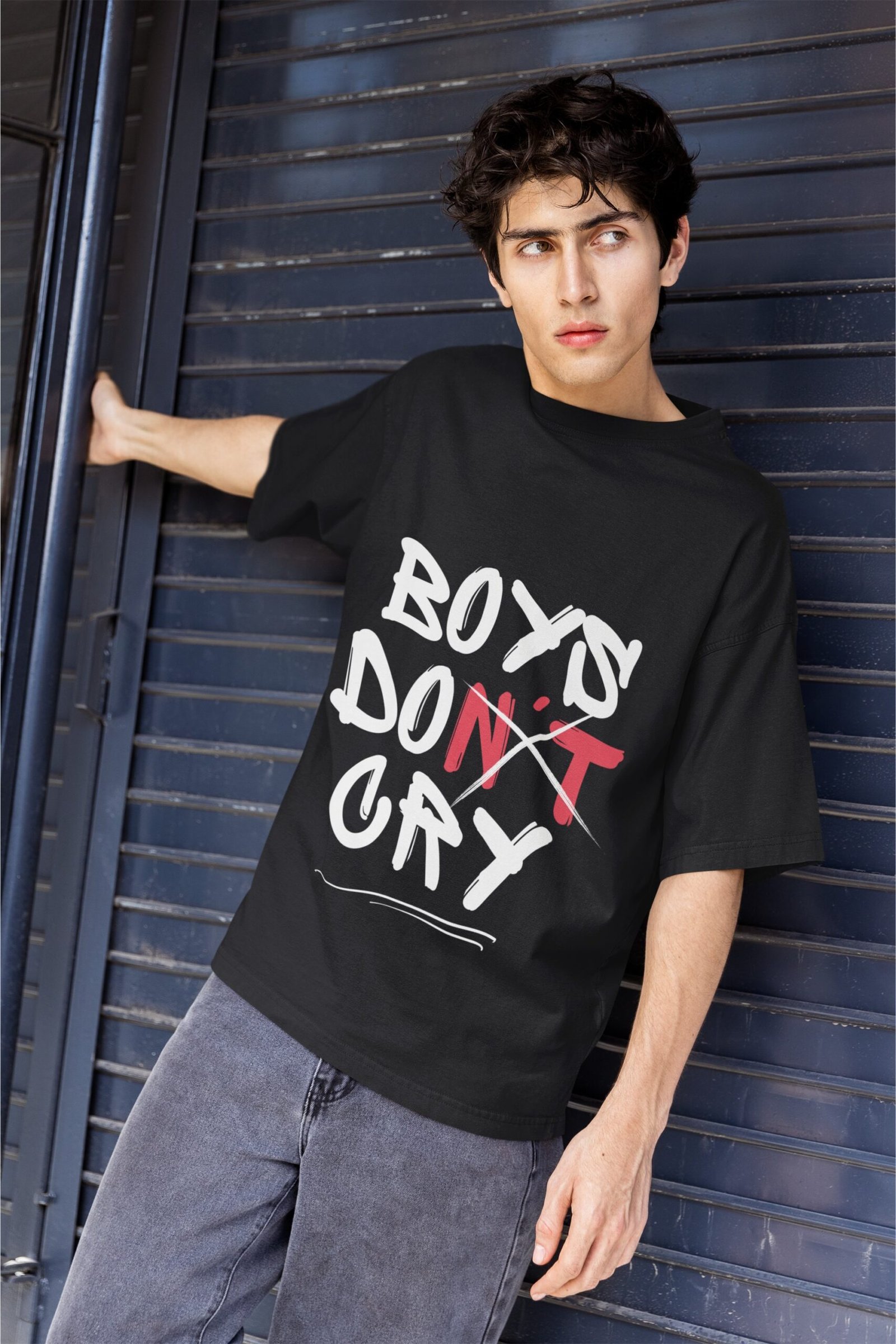 Awesome "Boys don't Cry" - Swag Drop Shoulder Tee - Image 2