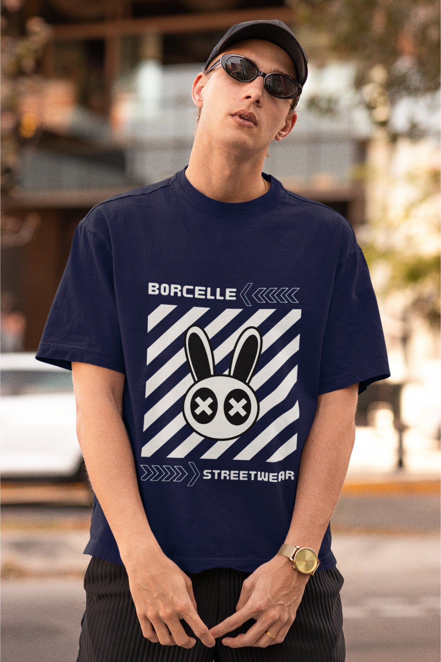 Borcelle Street Wear Bunny Face - Swag Drop Shoulder Tee