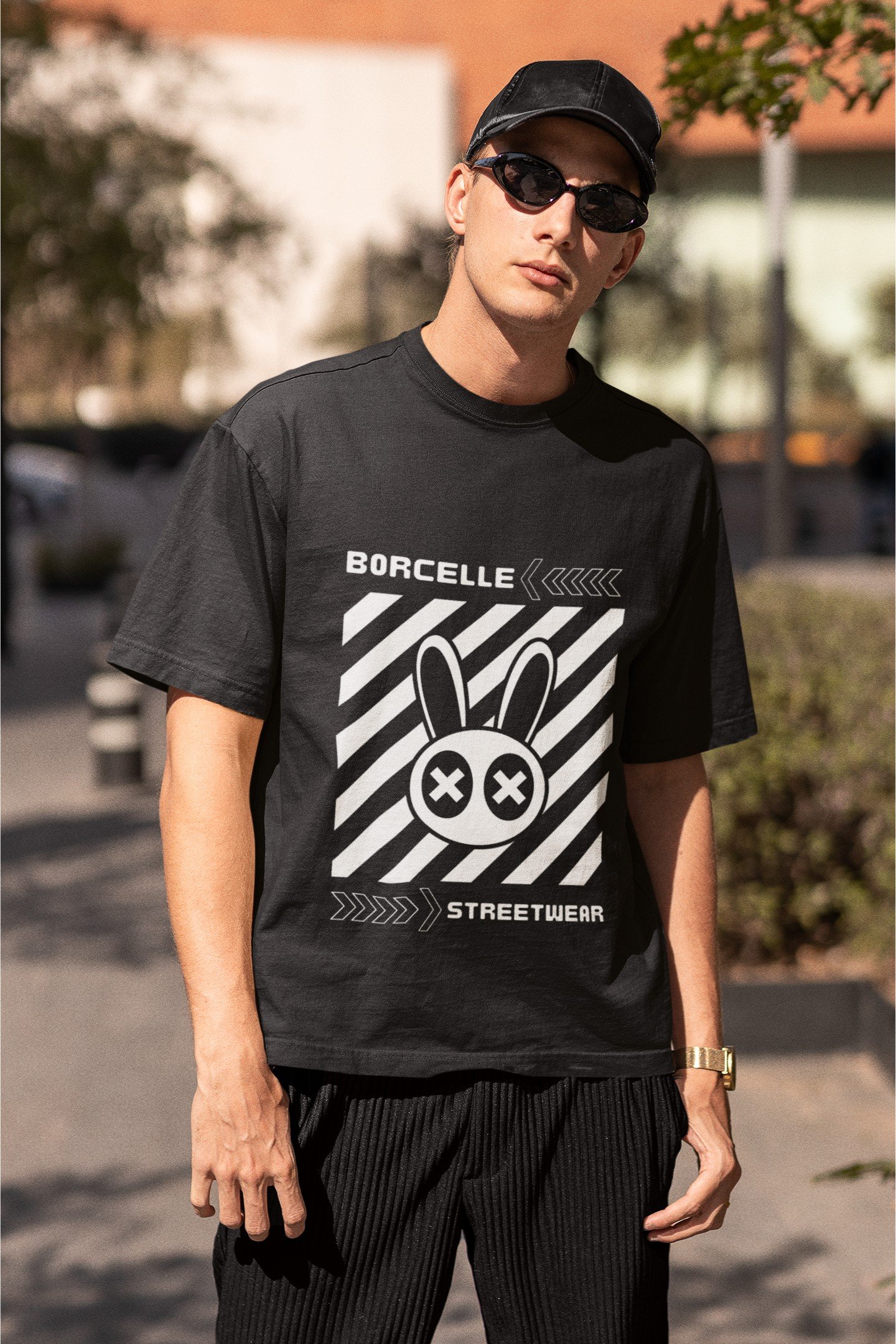 Borcelle Street Wear Bunny Face - Swag Drop Shoulder Tee - Image 2
