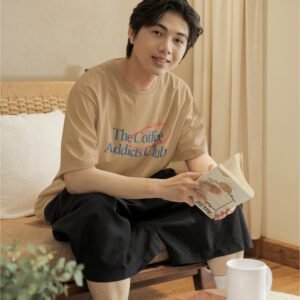 Alternative view of Coffee Addicts Club - Funny Drop Shoulder Tee