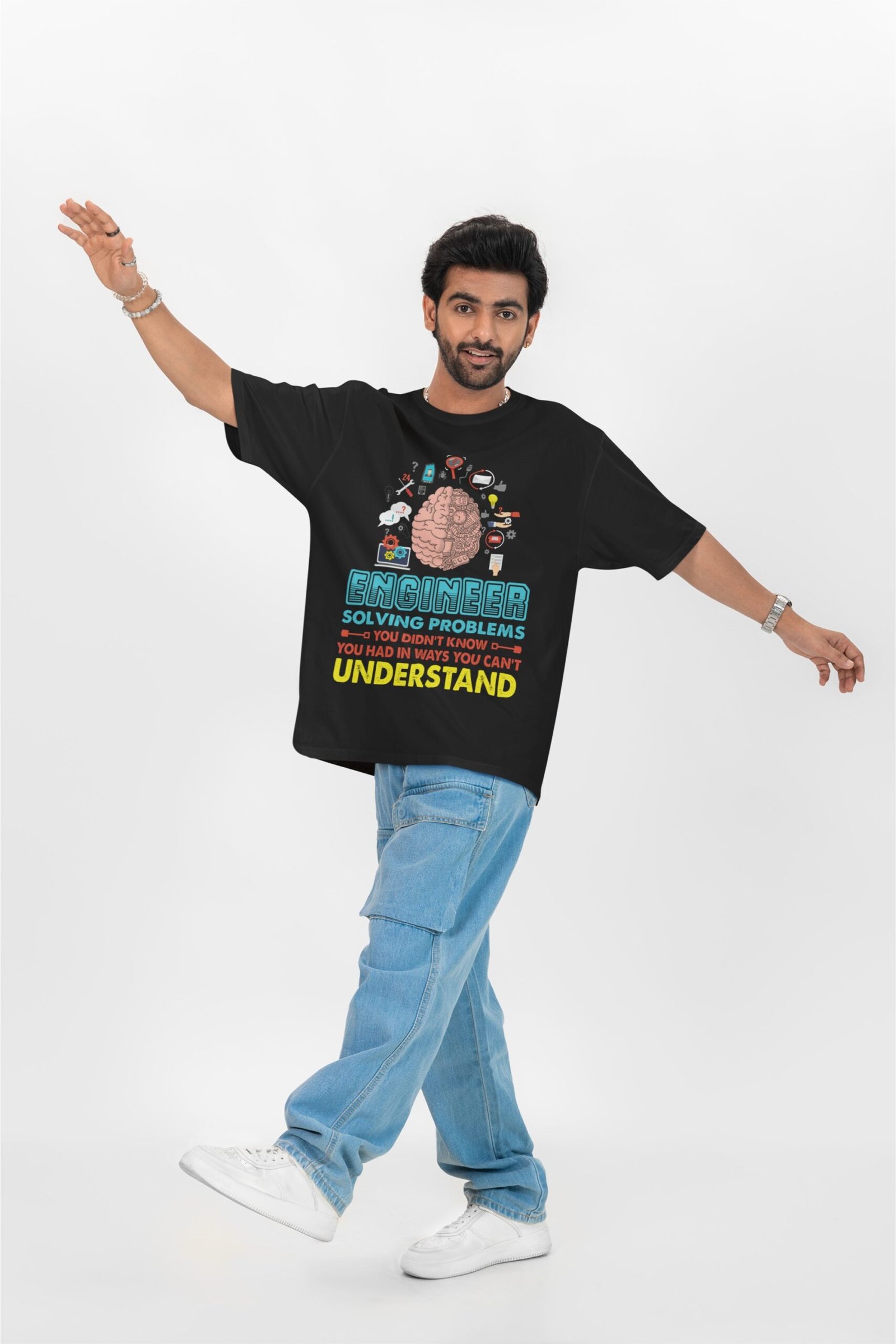 Engineer's Brian - Funny Drop shoulder Tee - Image 2