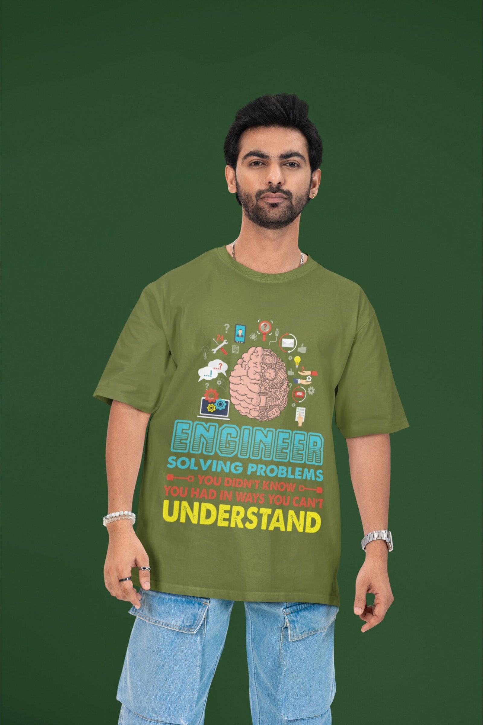 Engineer's Brian - Funny Drop shoulder Tee - Image 3