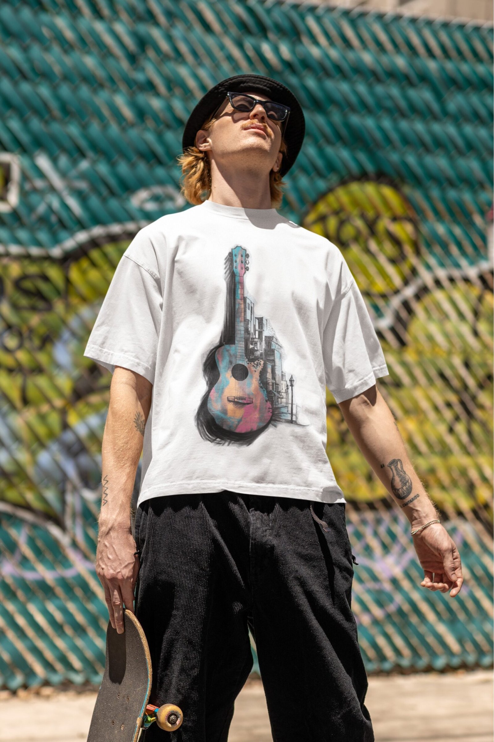 Guitar - Artistic, Swag Drop Shoulder Tee - Image 2