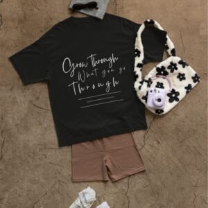 Alternative view of Grow Through What You Go Through - Motivational Drop Shoulder Tee