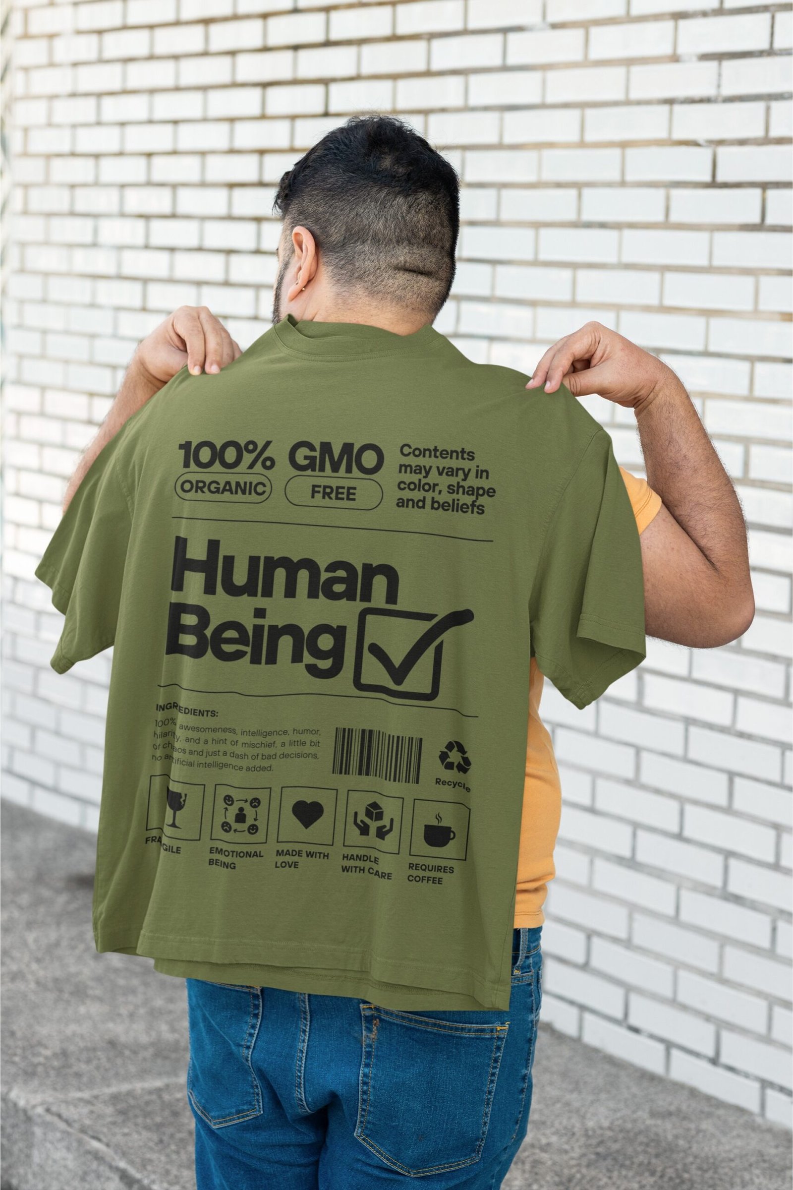 Human Being - Swag, Funny Drop Shoulder Tee - Image 4