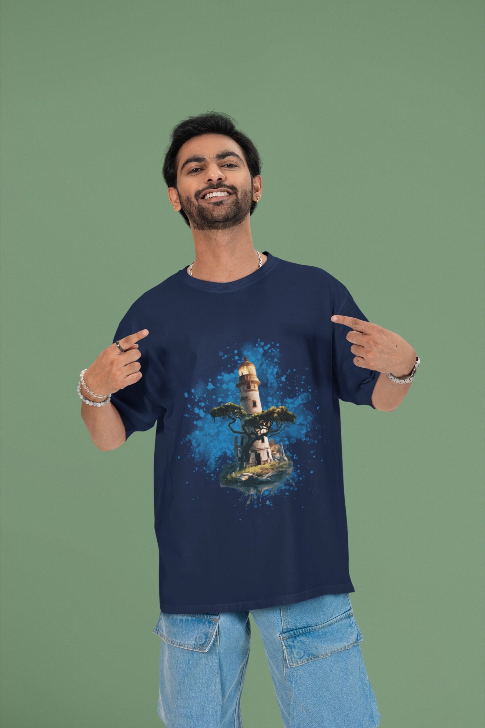 Light House - Artistic Drop Shoulder Tee - Image 3