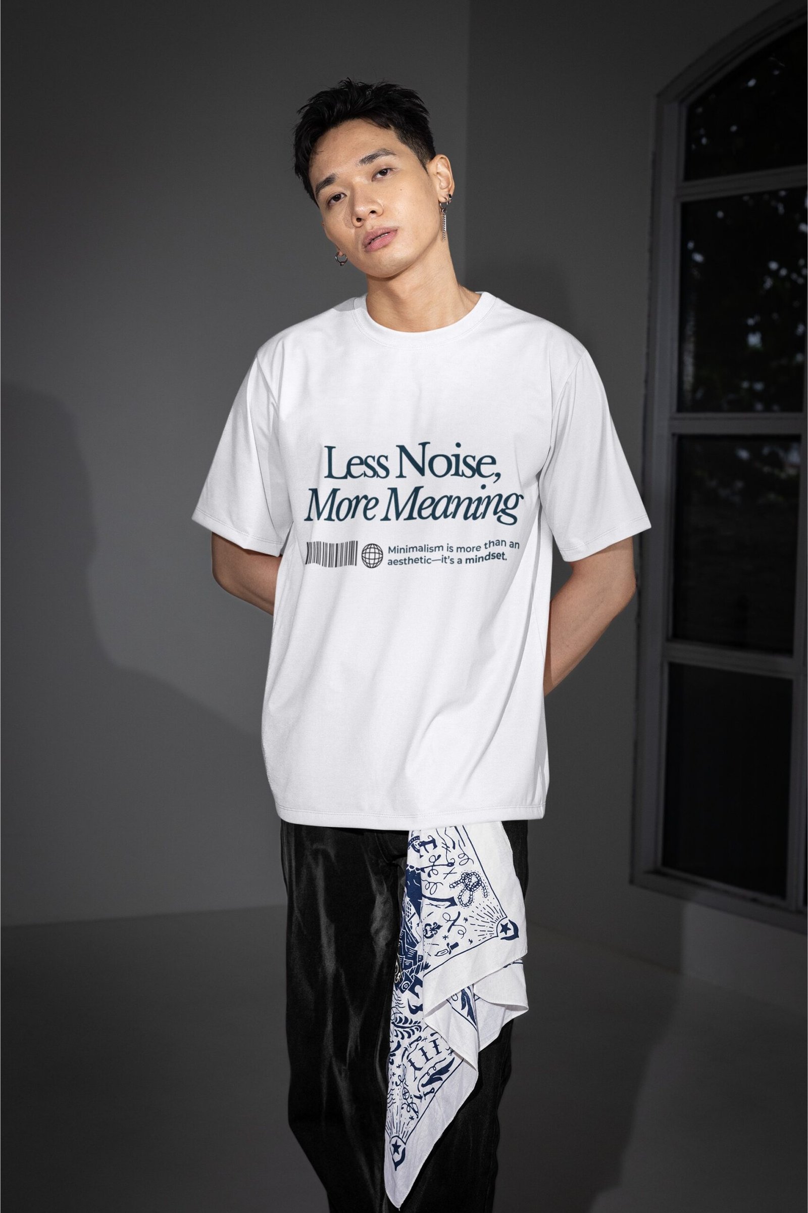 Less Noise More Meaning - Swag Drop Shoulder Tee - Image 2