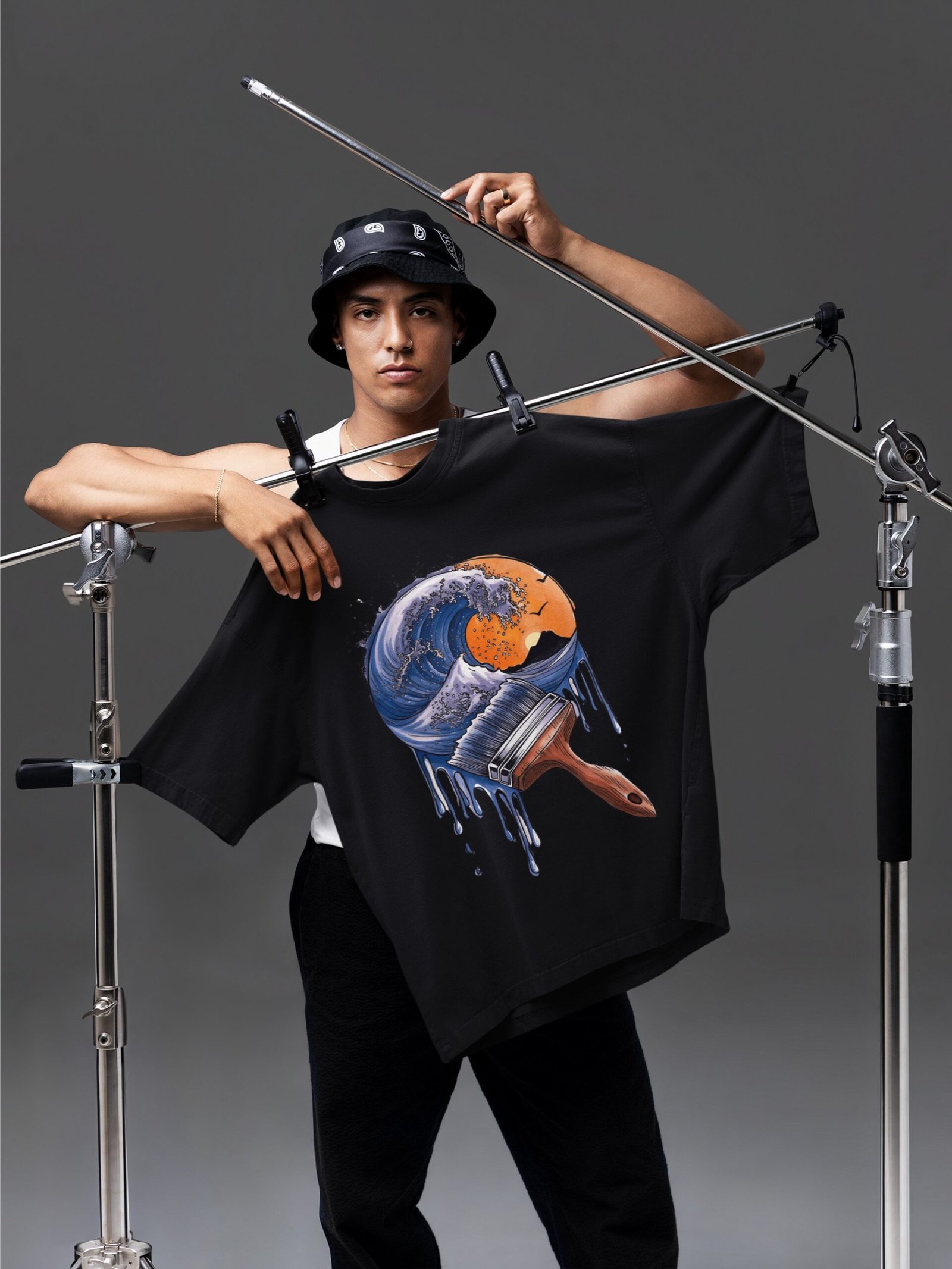 Paint Brush - Artistic, Swag Drop Shoulder Tee - Image 2