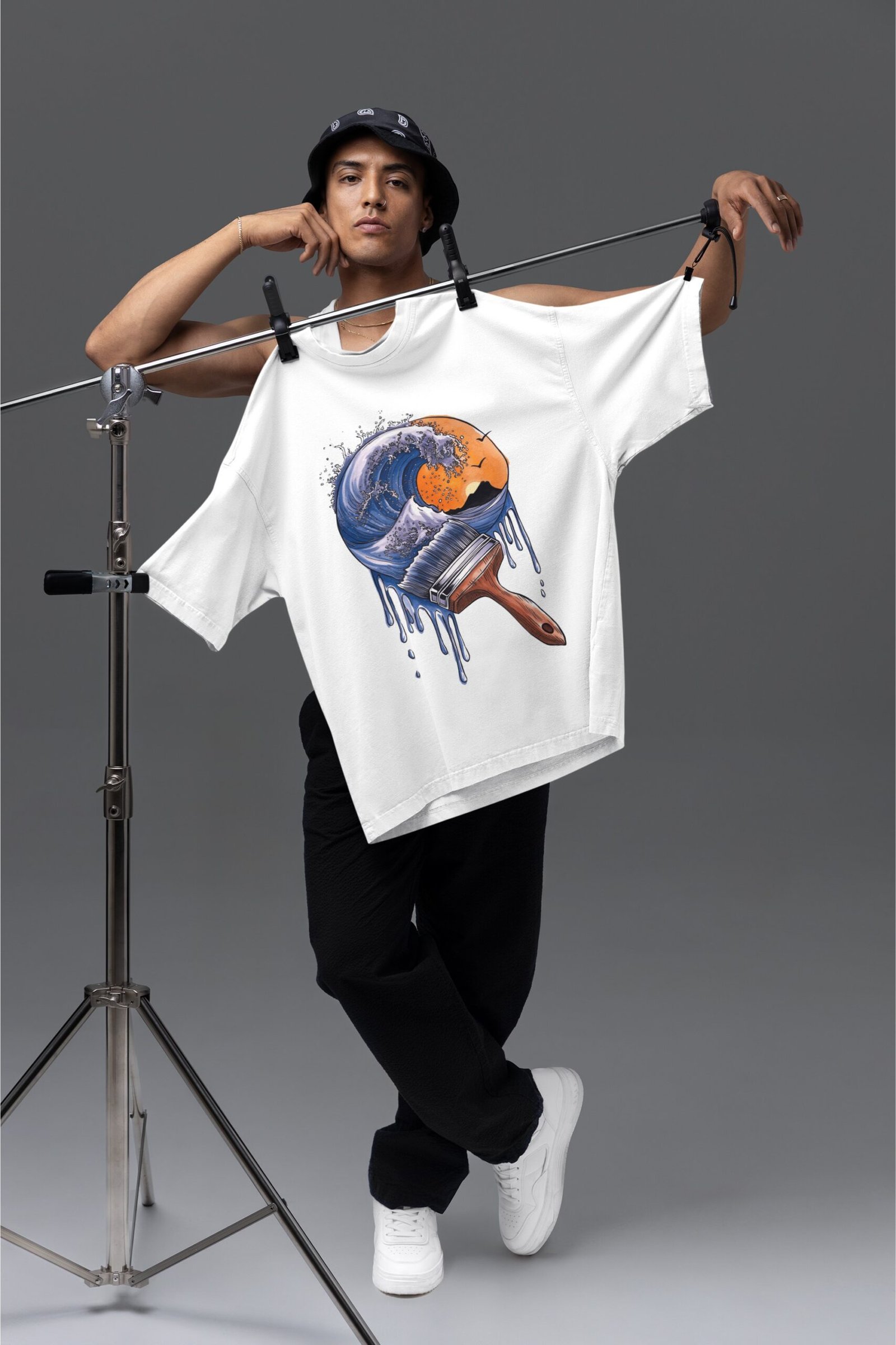 Paint Brush - Artistic, Swag Drop Shoulder Tee - Image 3