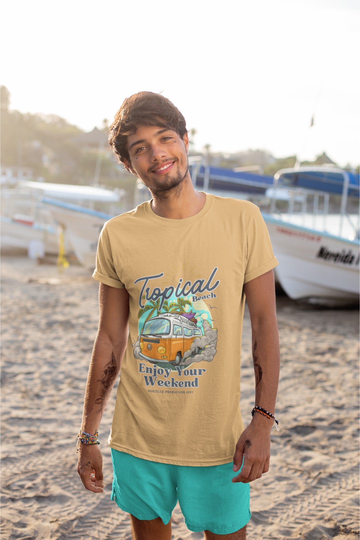 Tropical Beach - Swag Vacation 100% Cotton Tee - Image 3
