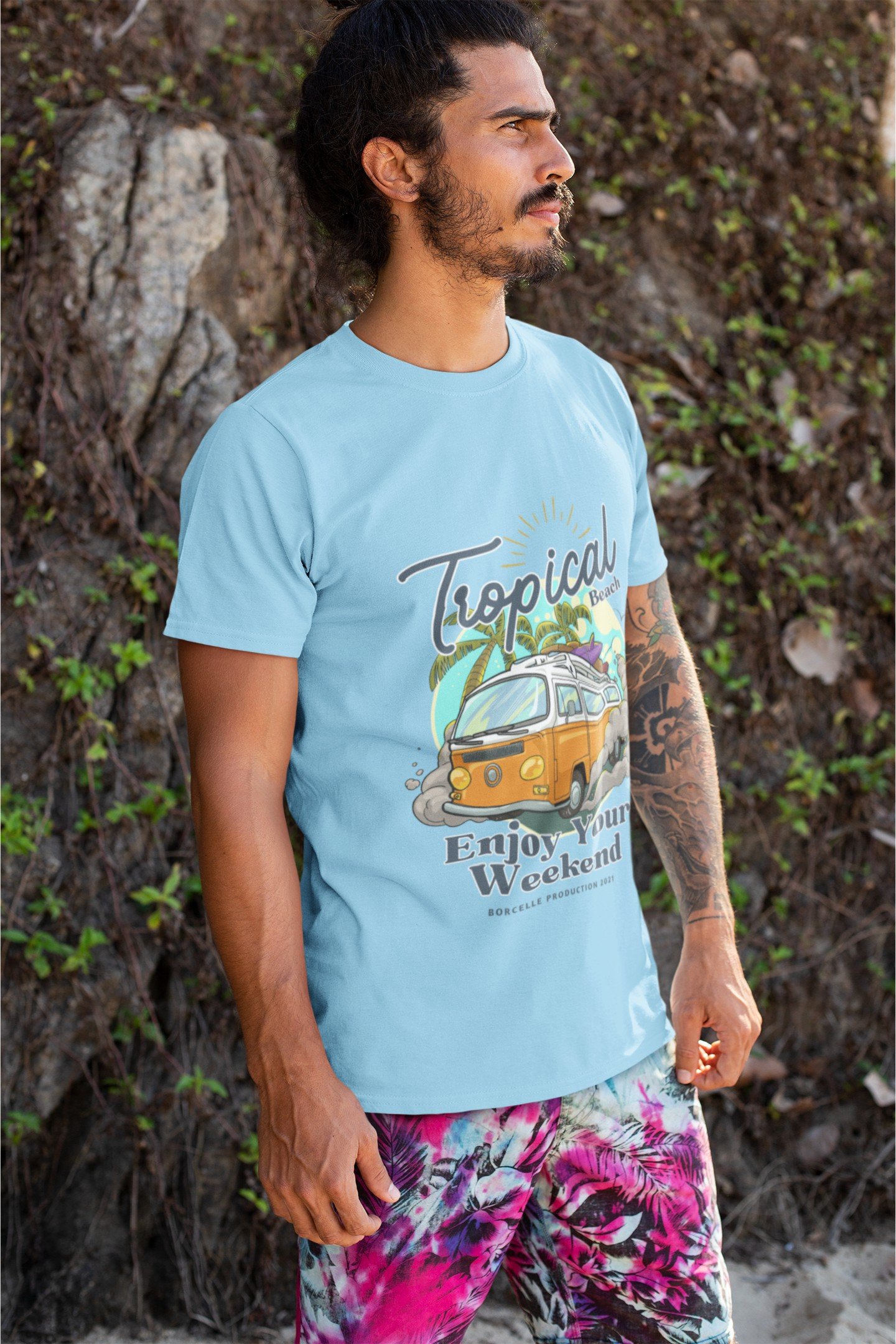 Tropical Beach - Swag Vacation 100% Cotton Tee - Image 2