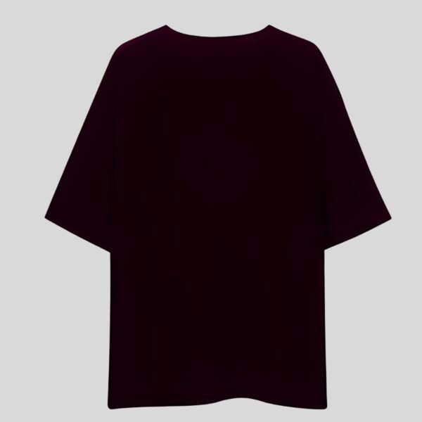 Plain Drop Shoulder Tee - Brown - Image 2