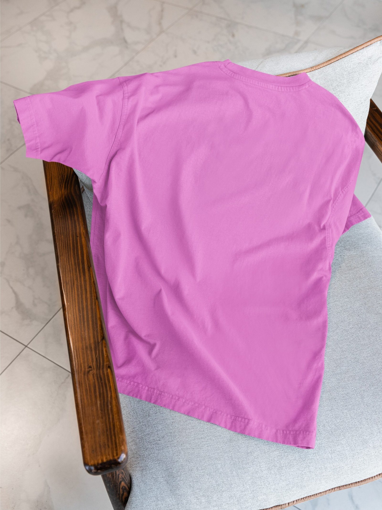 Plain Drop Shoulder Tee - Light Purple - Image 2