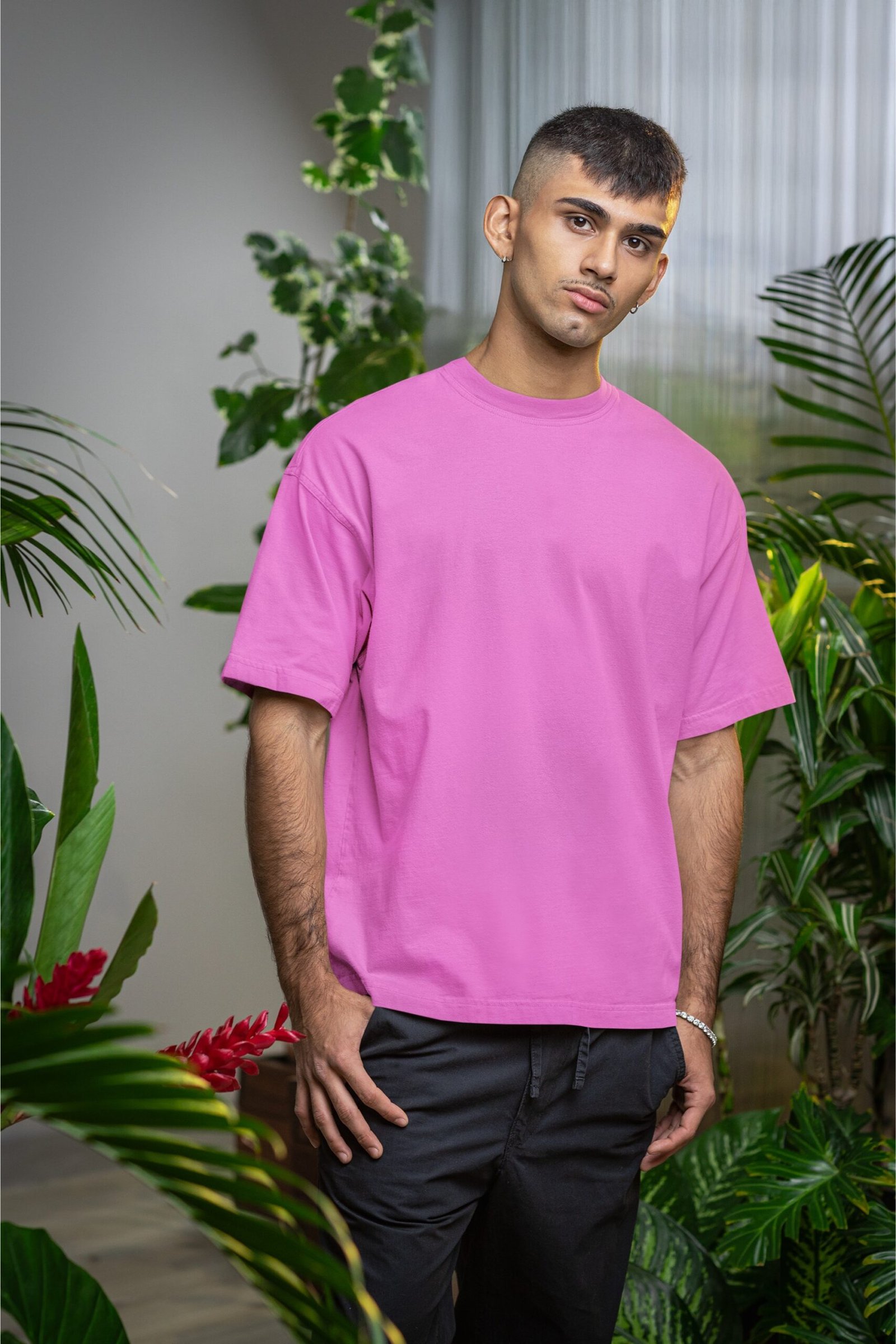Plain Drop Shoulder Tee - Light Purple