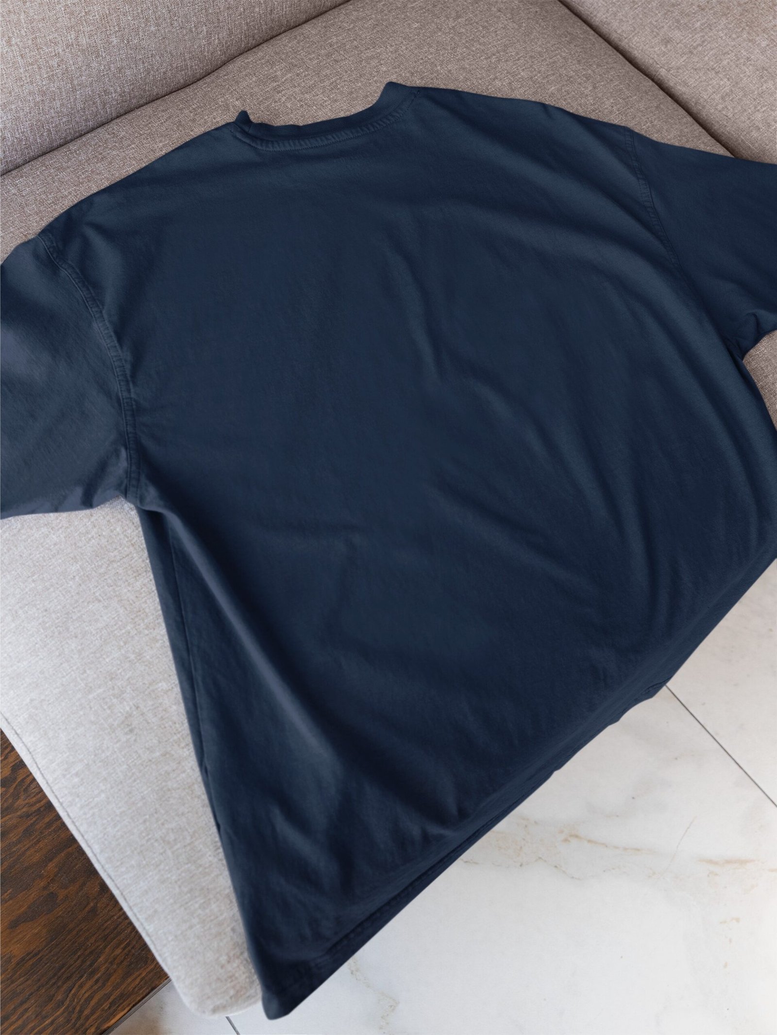 Plain Drop Shoulder Tee - Navy - Image 2