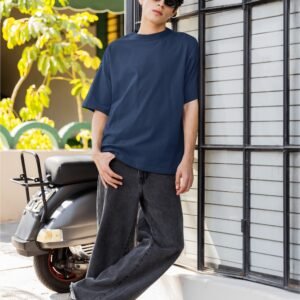 Plain Drop Shoulder Tee - Navy