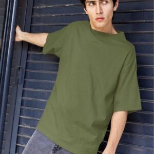 Plain Drop Shoulder Tee - Olive Green
