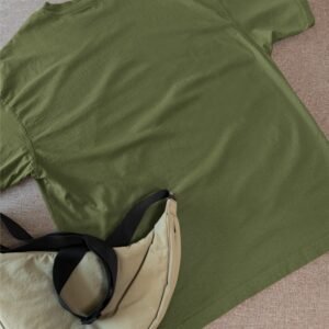 Alternative view of Plain Drop Shoulder Tee - Olive Green