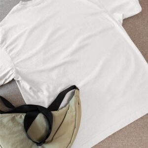 Alternative view of Plain Drop Shoulder Tee - White