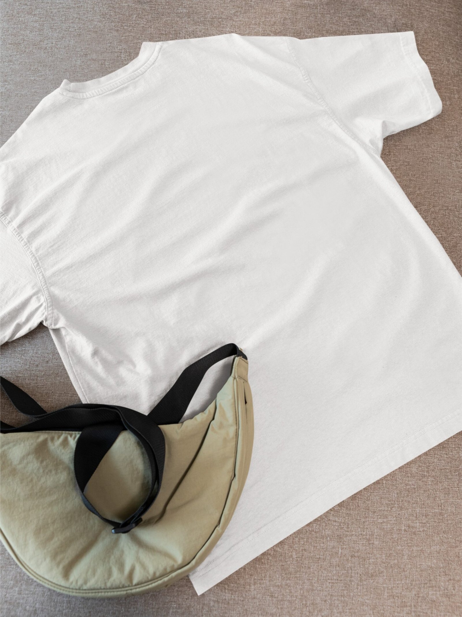 Plain Drop Shoulder Tee - White - Image 2