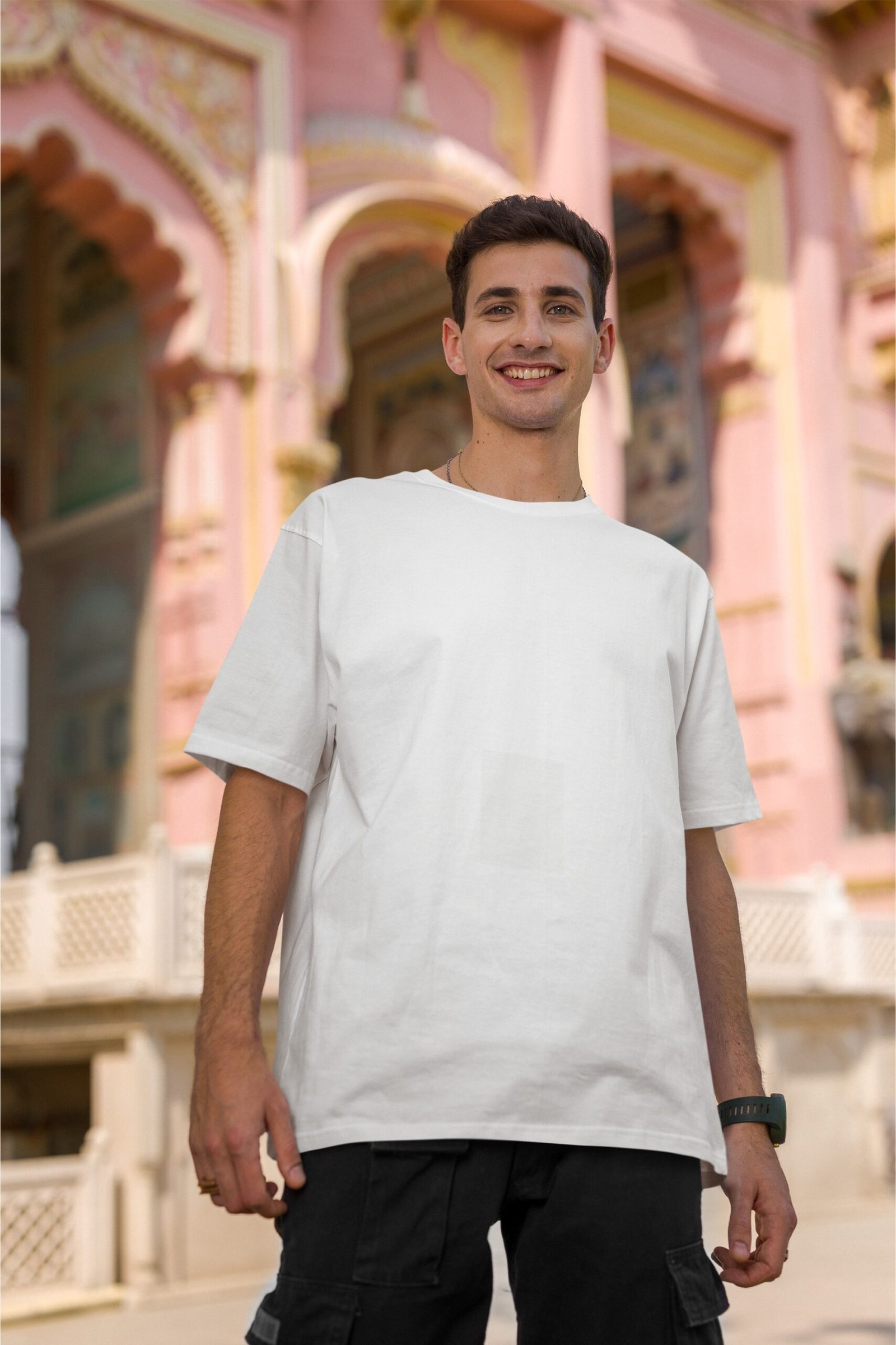 Plain Drop Shoulder Tee - White