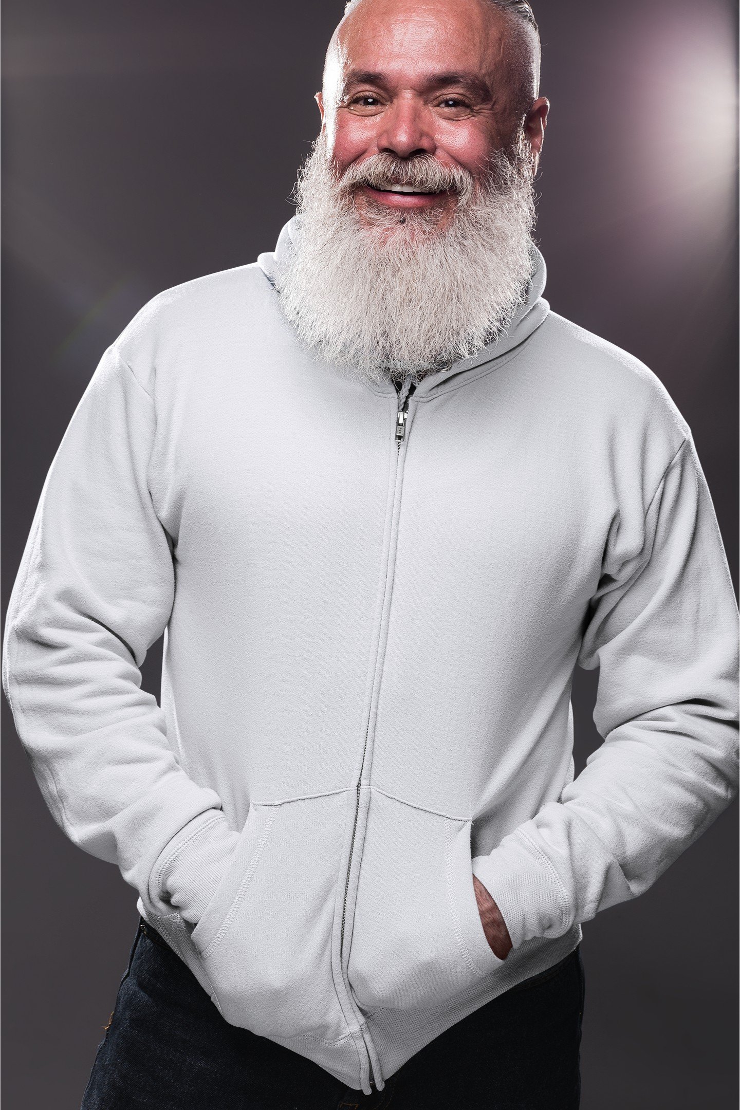 Zipper Hoodie - White - Image 2