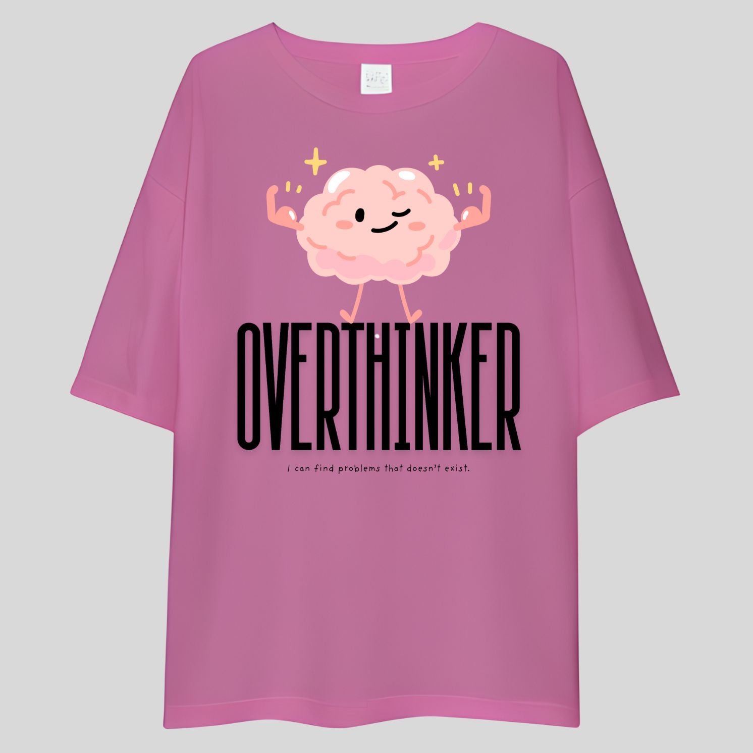 Over Thinker, Cute, Drop Shoulder Tee - Image 3