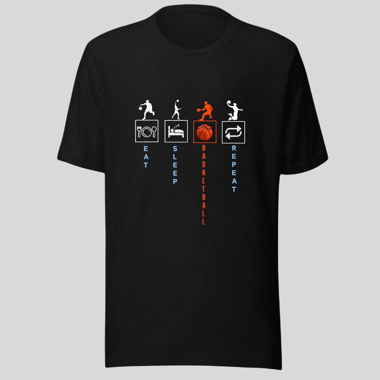 Eat Sleep Basket Ball Repeat, Sports , Swag 100% Cotton Tee - Image 3