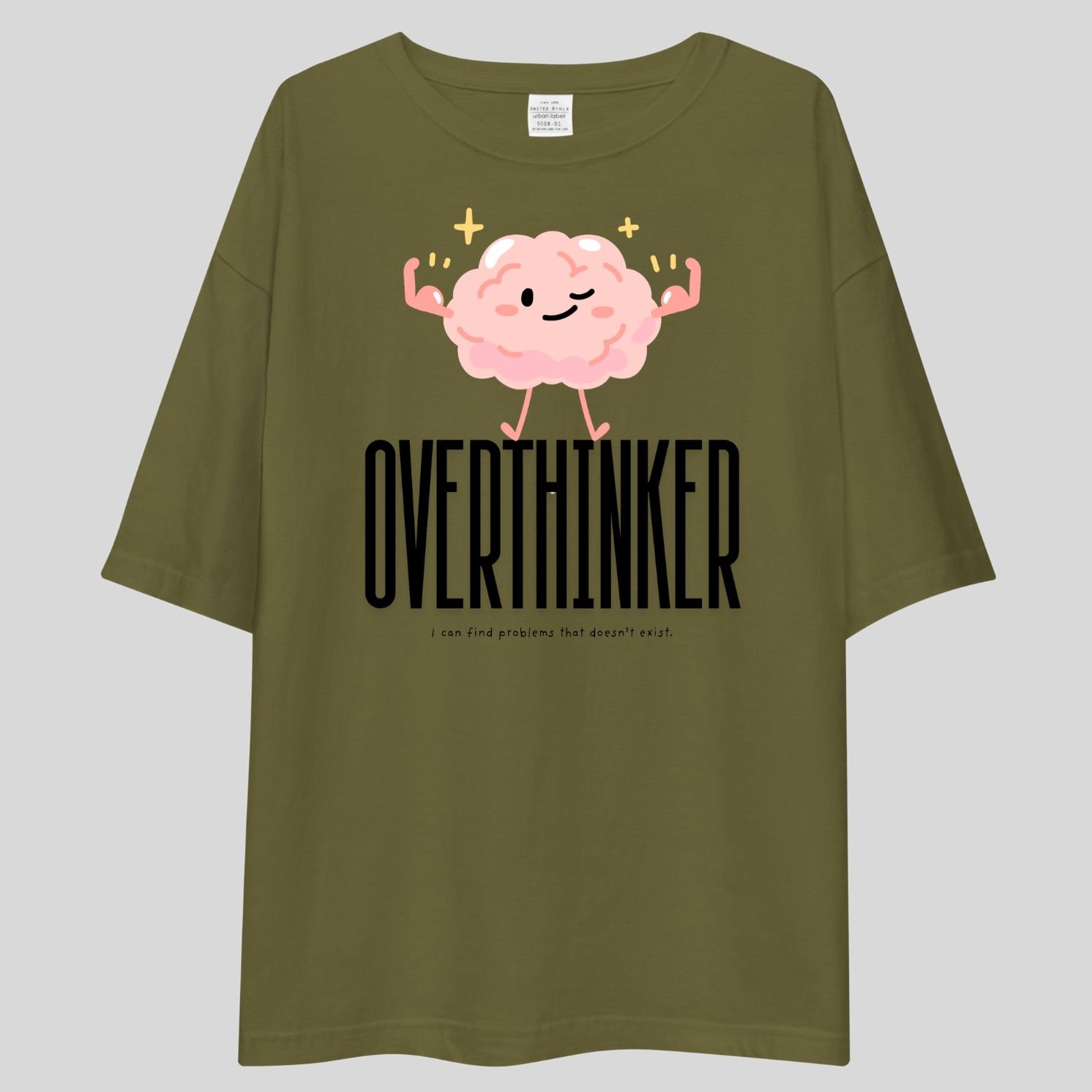 Over Thinker, Cute, Drop Shoulder Tee - Image 2