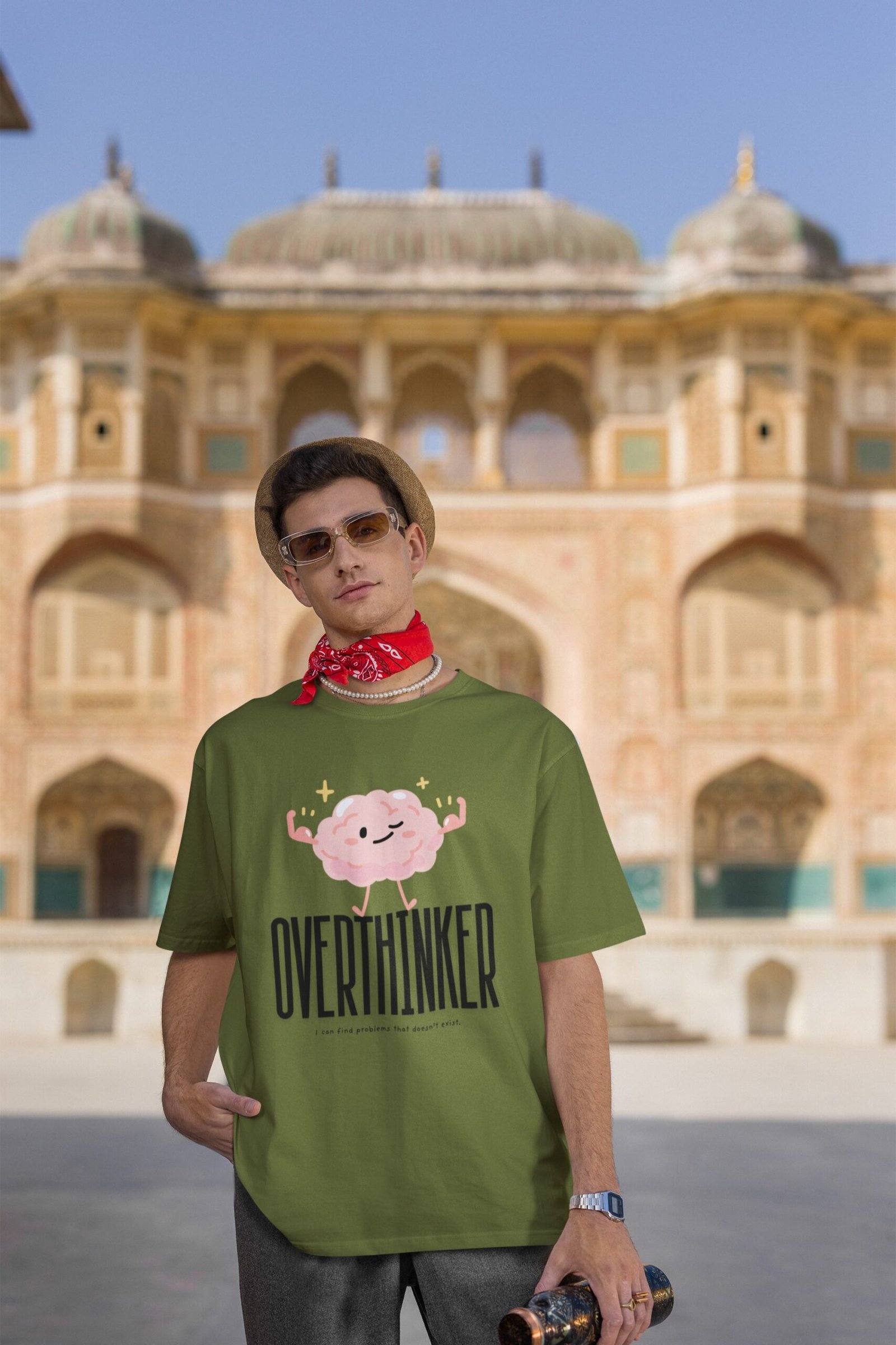 Over Thinker, Cute, Drop Shoulder Tee - Image 2