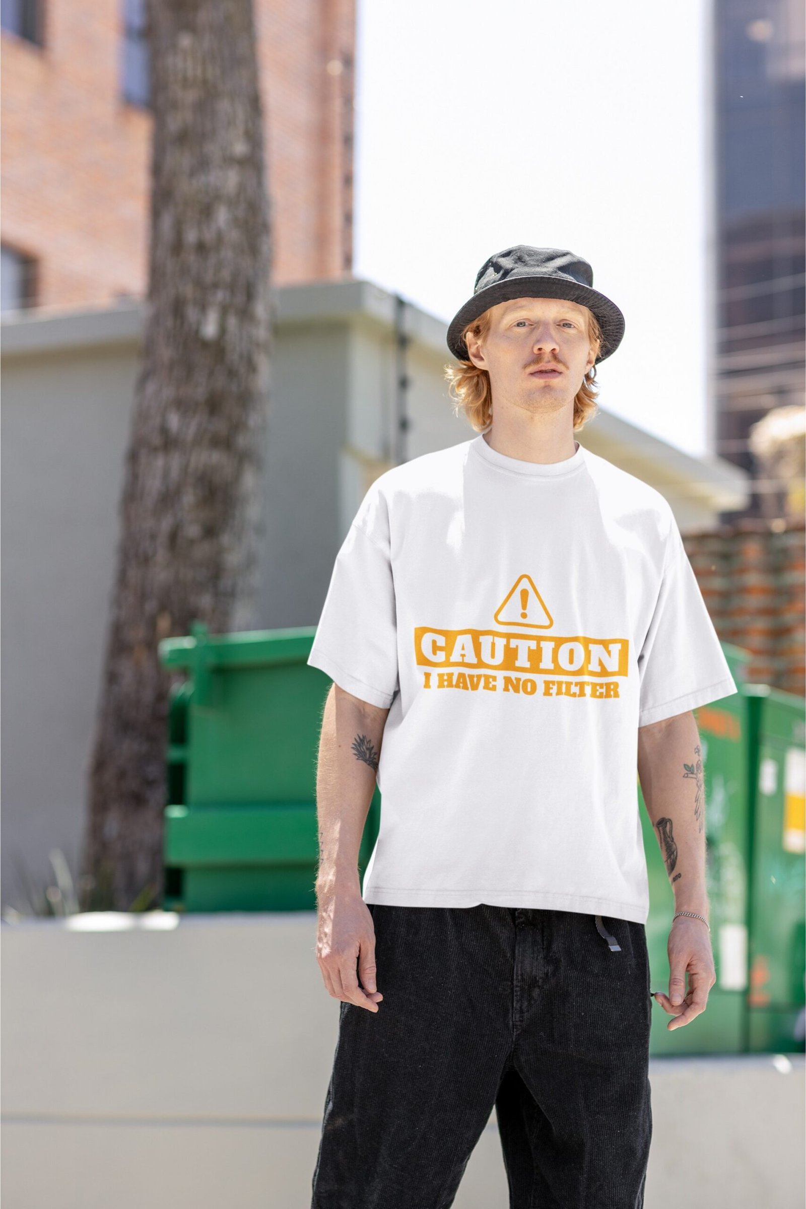 Caution I Have No Filter - Funny, Swag, Drop Shoulder Tee - Image 2