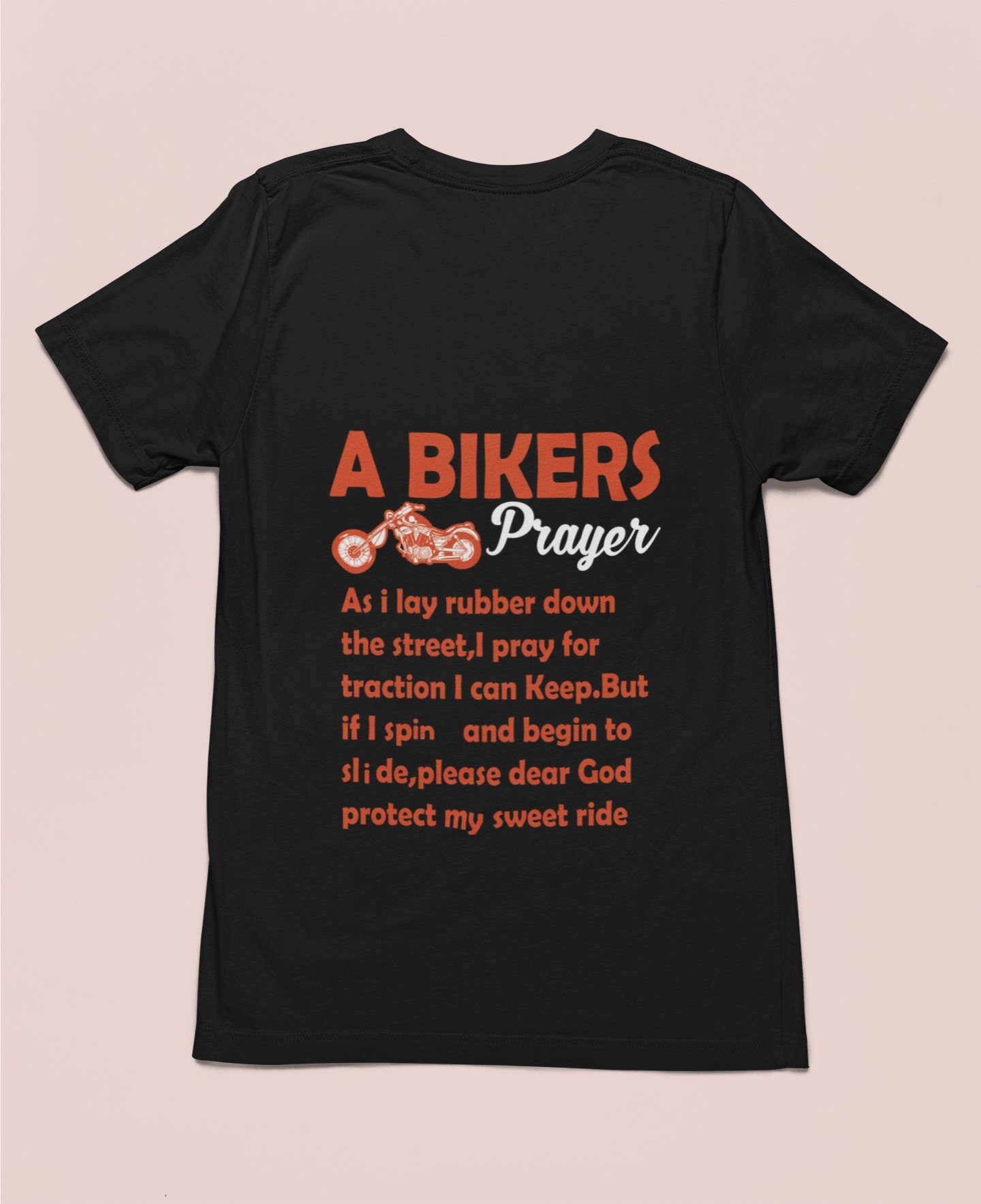 A Biker's Prayer - Funny 100% Cotton Tee - Print On Back - Image 4