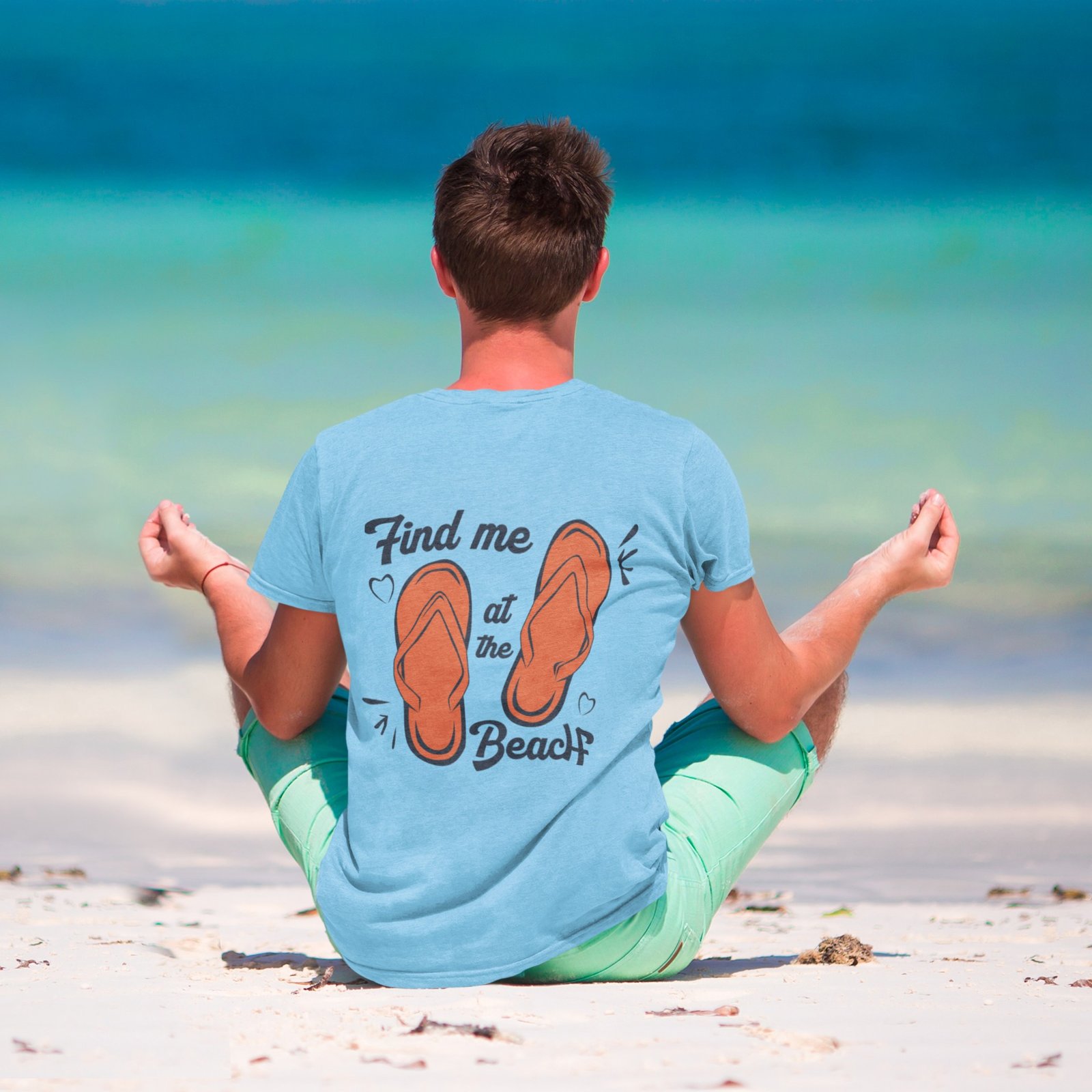 Find Me At The Beach - Vacation, Beach, Fun, 100% Cotton Tee - Image 2