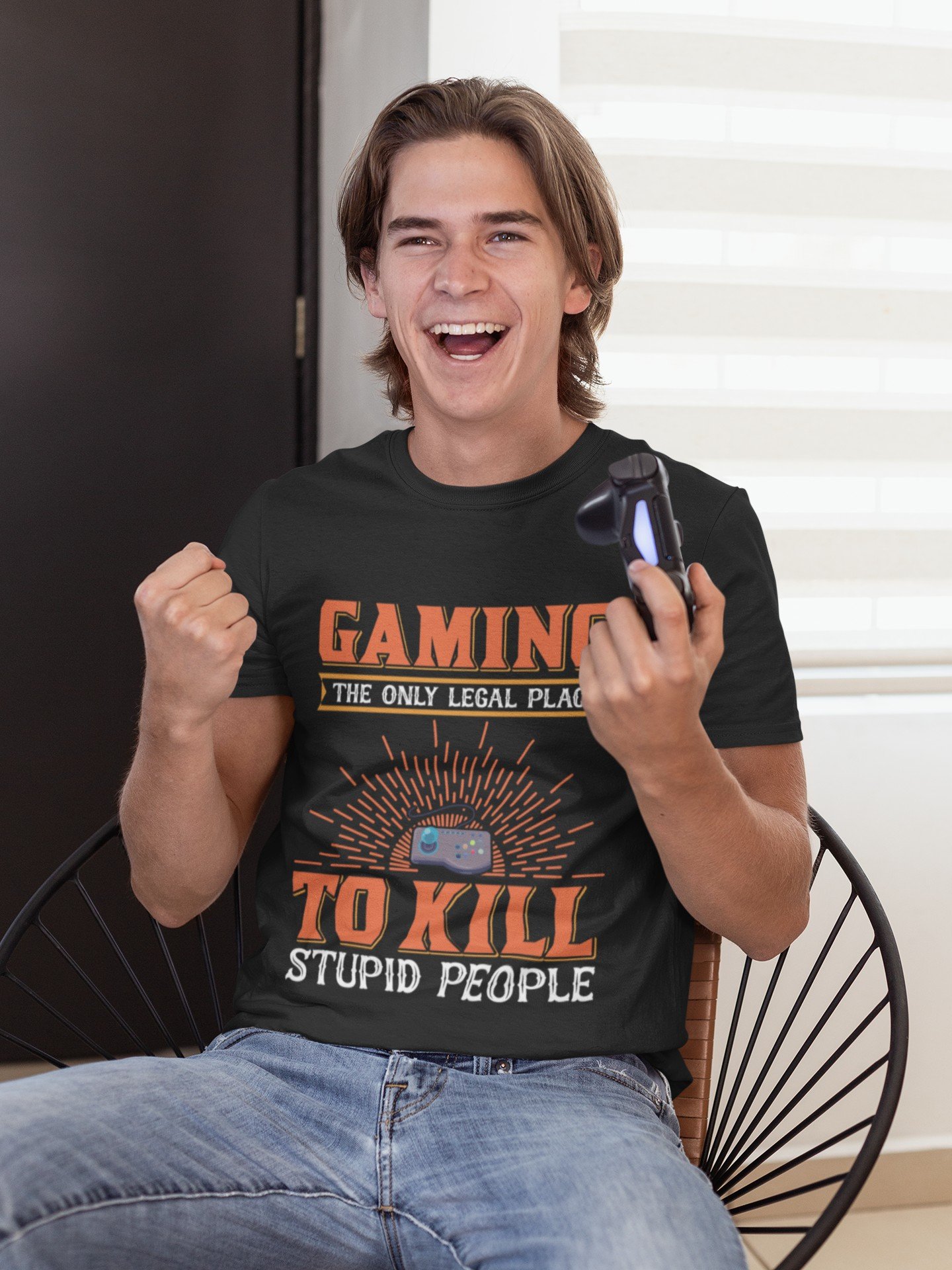 Gaming The Only Legal Place To Kill Stupid People - Gaming Hobby, Swag, Funny, 100% Cotton Tee
