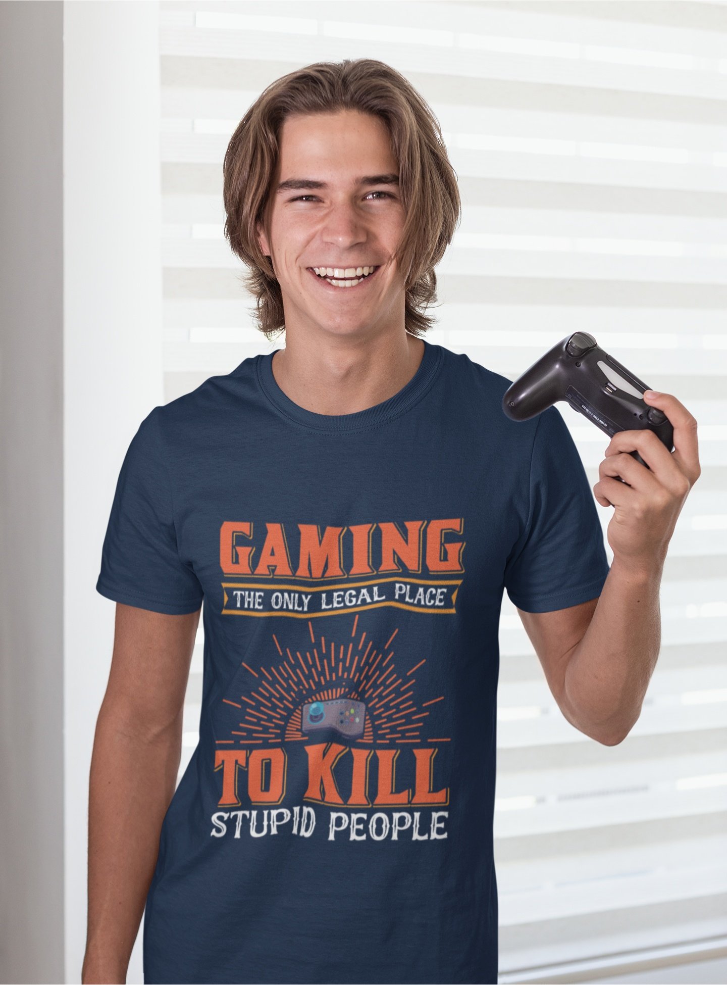Gaming The Only Legal Place To Kill Stupid People - Gaming Hobby, Swag, Funny, 100% Cotton Tee - Image 2