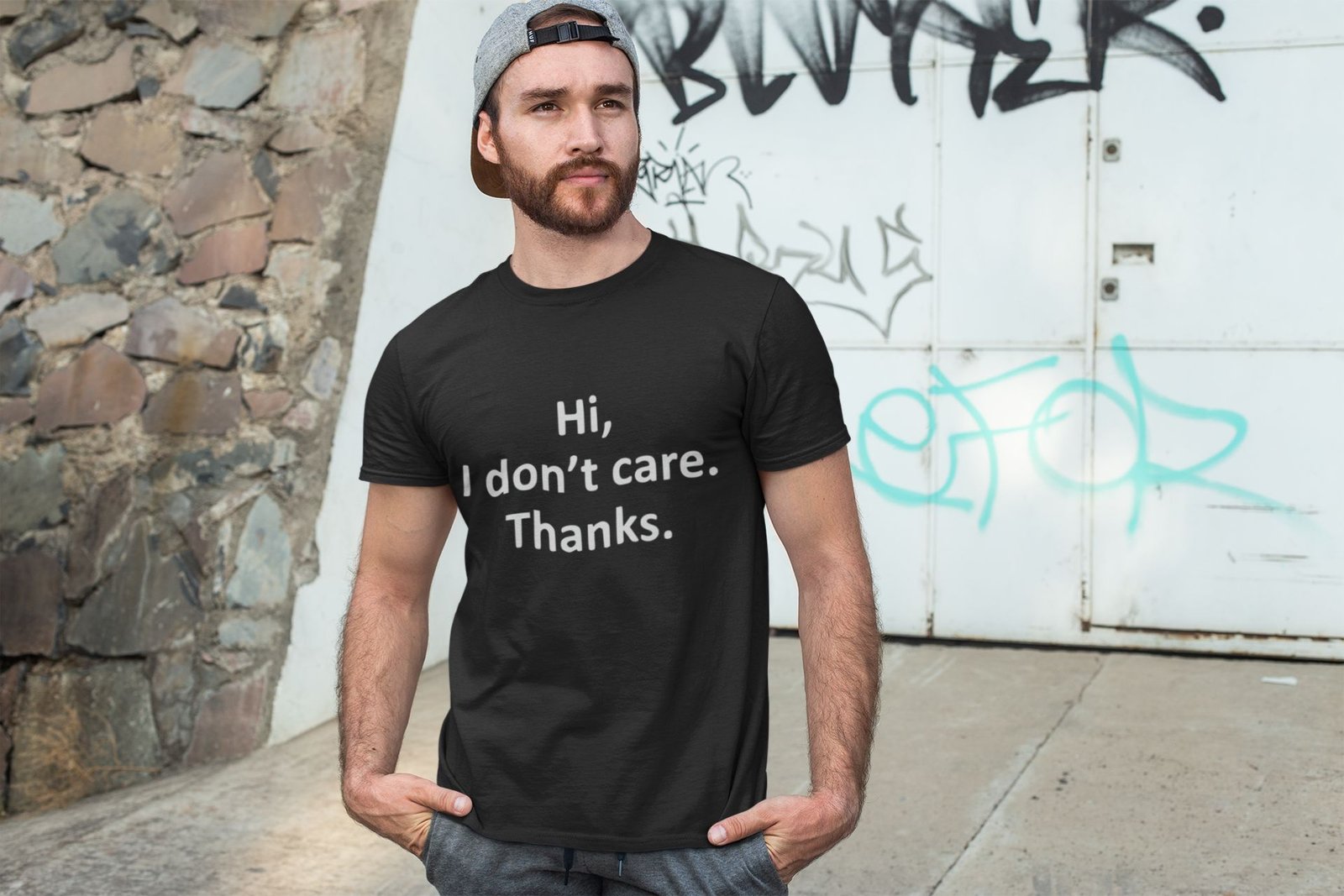 Hi I Don't Care Thanks - Funny, Attitude, 100% Cotton Tee - Image 2