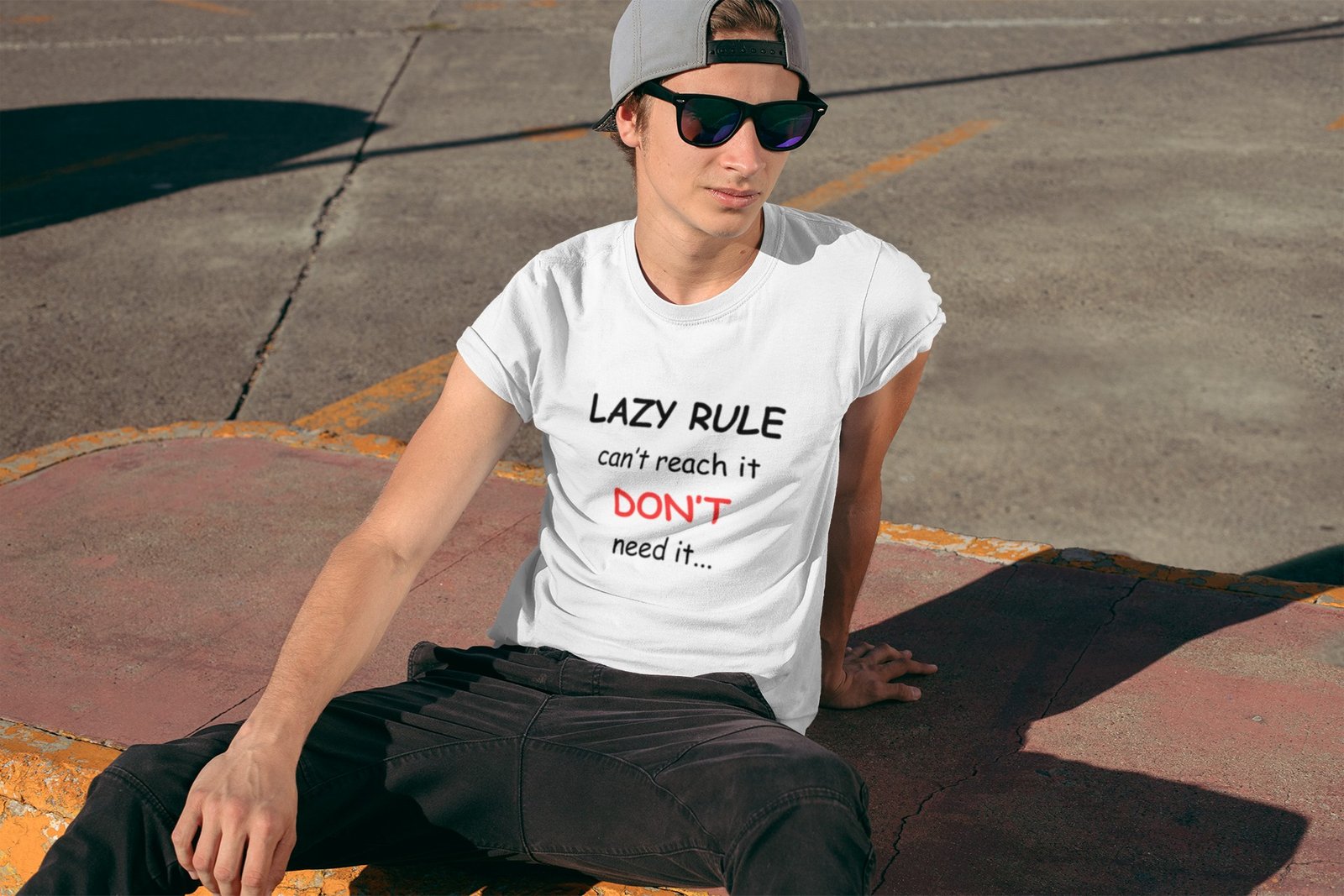 Lazy Rule Can't Reach It Don't Need It - Funny, Swag, 100% Cotton Tee - Image 2