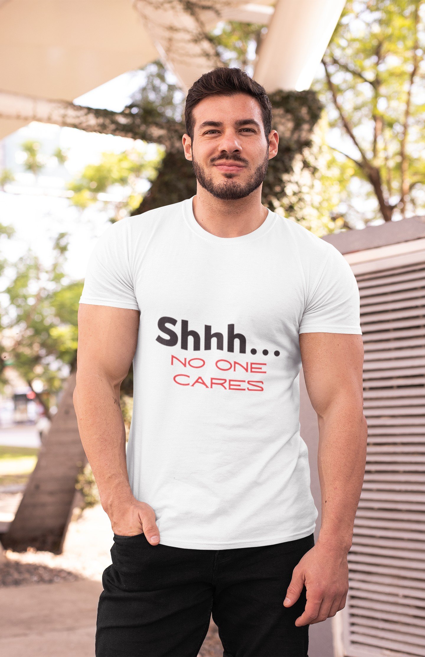 Shhh... No One Cares - Funny, 100% Cotton Tee