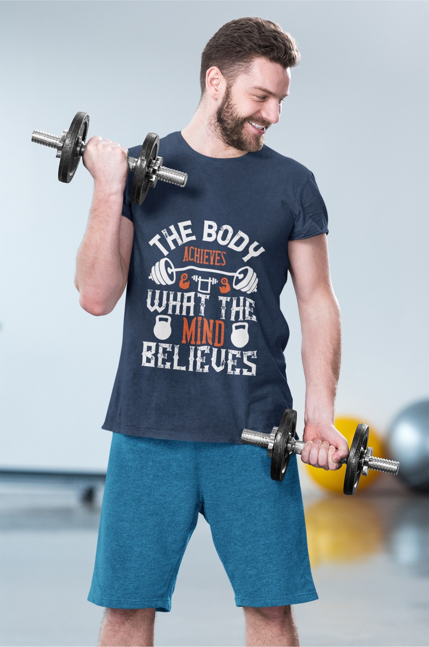 The Body Achieves What The Mind Believes - Gym Wear, Motivational, Swag, 100% Cotton Tee