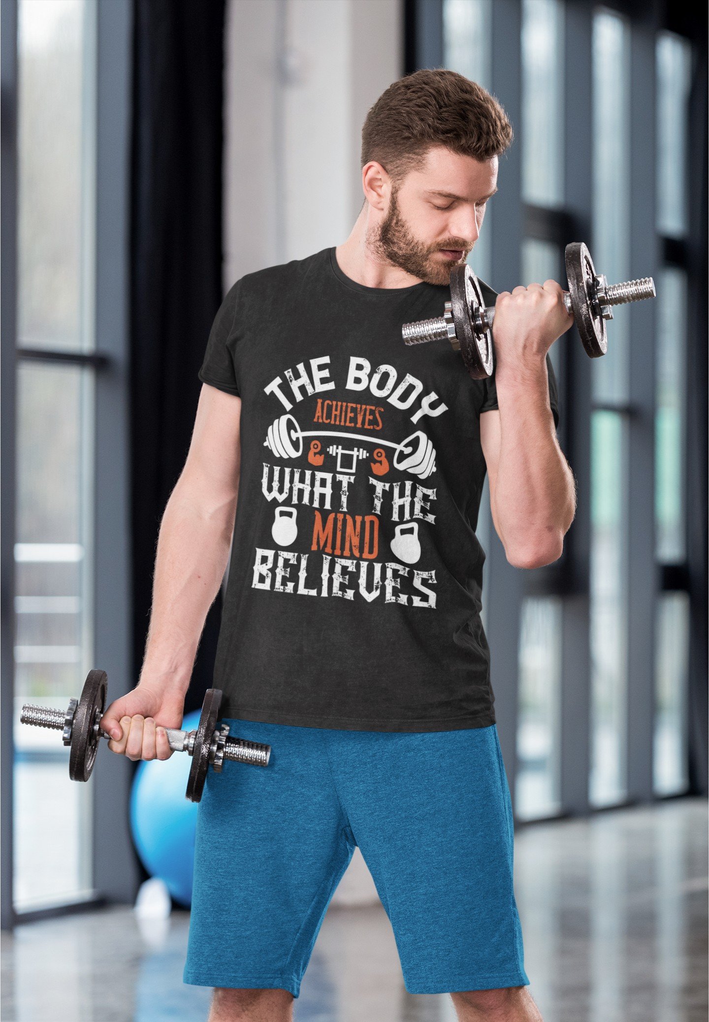 The Body Achieves What The Mind Believes - Gym Wear, Motivational, Swag, 100% Cotton Tee - Image 2