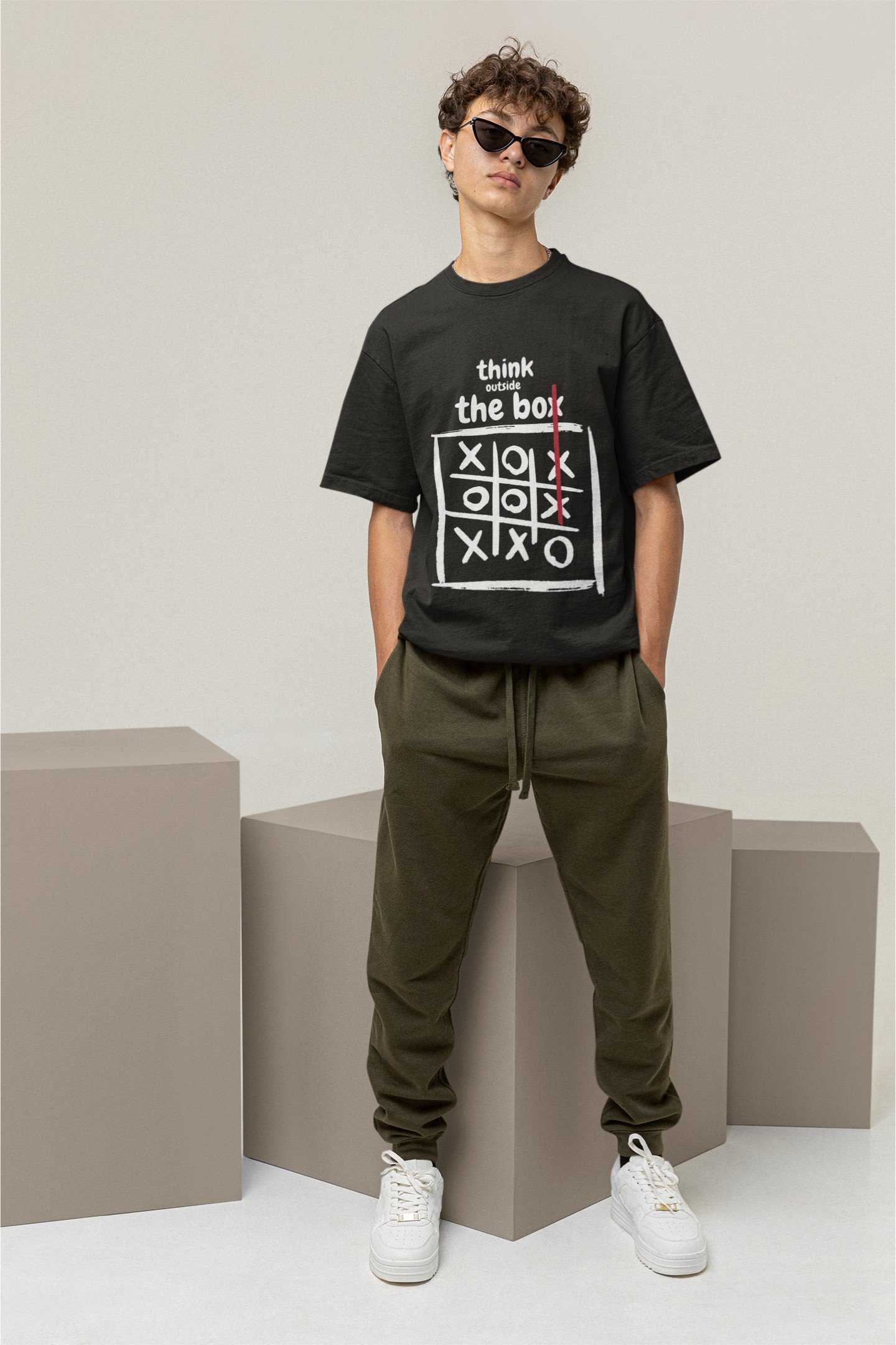 Think Outside The Box - Swag, Clever, Funny, Drop shoulder Tee