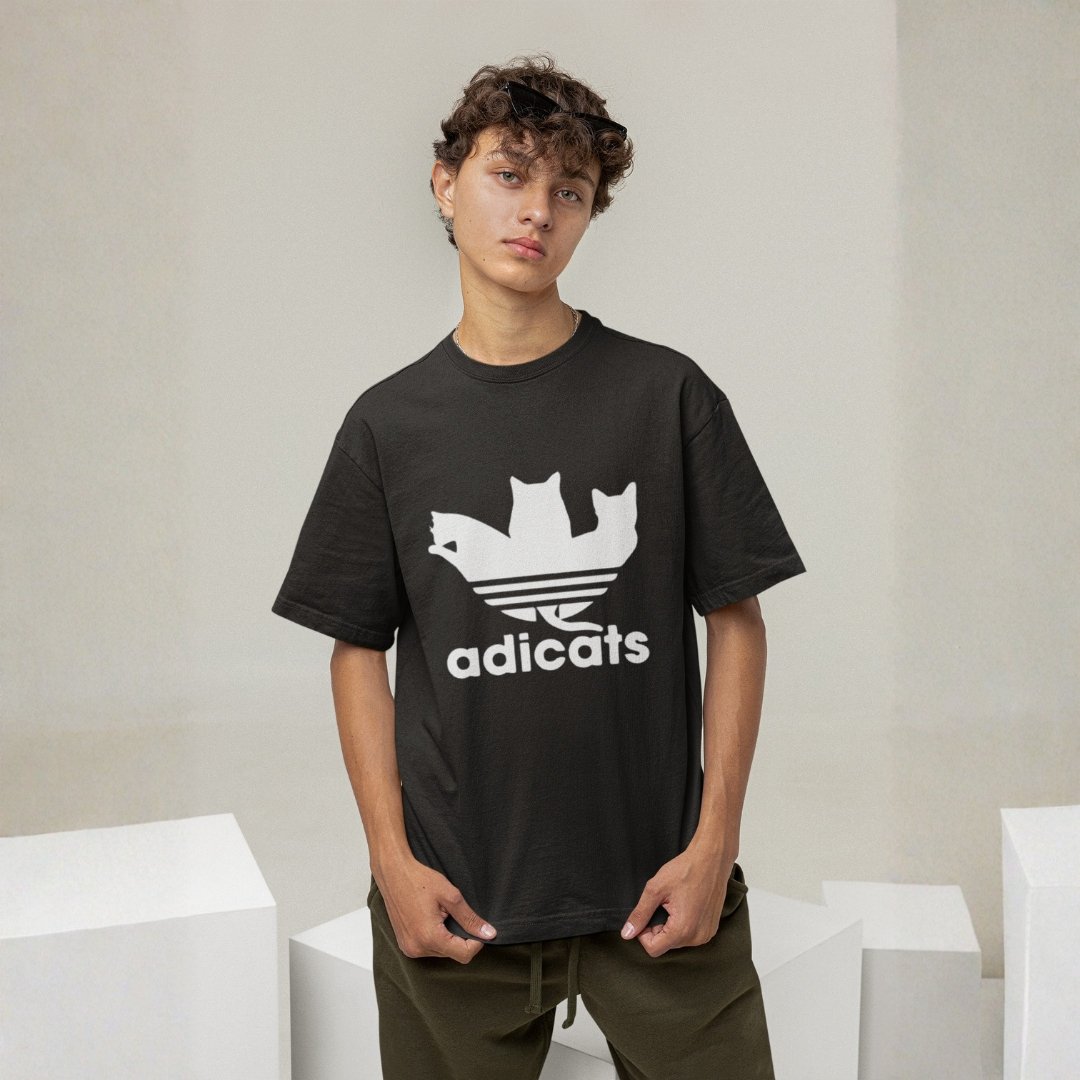 "Adicats"- adidas Parody Drop Shoulder Tee