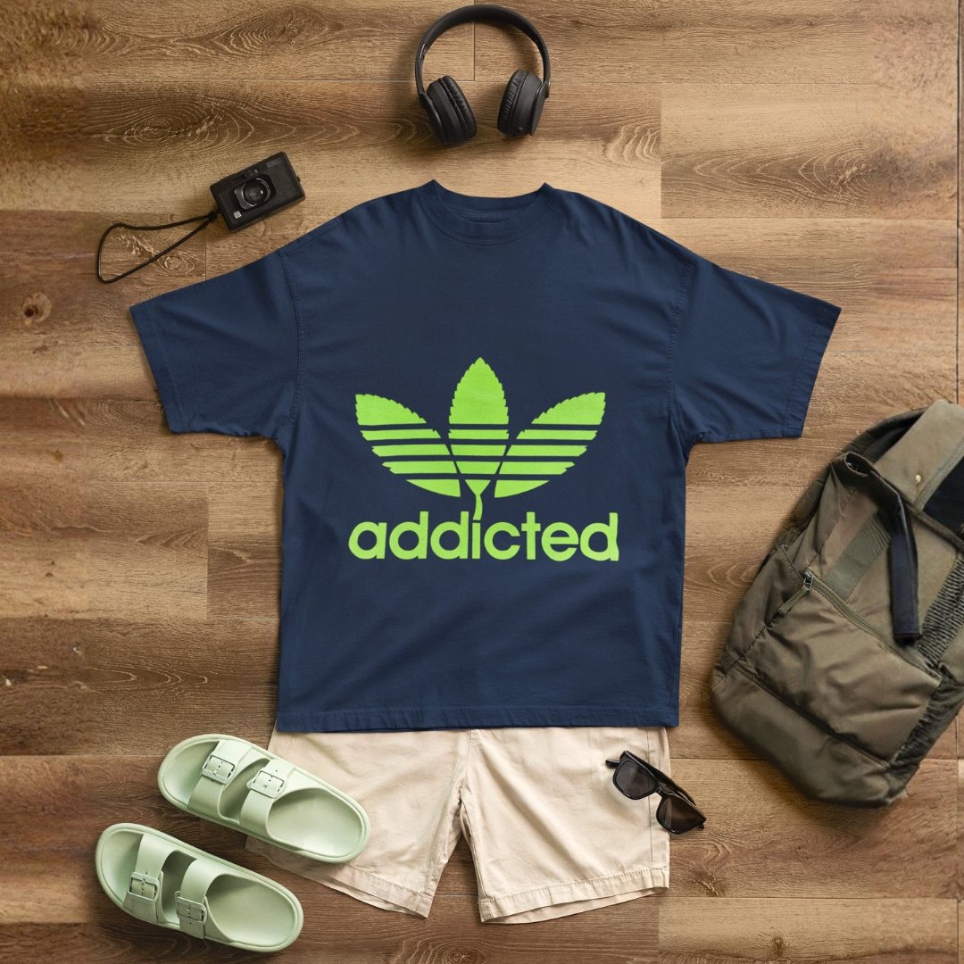 "Addicted" adidas parody - Drop Shoulder Tee
